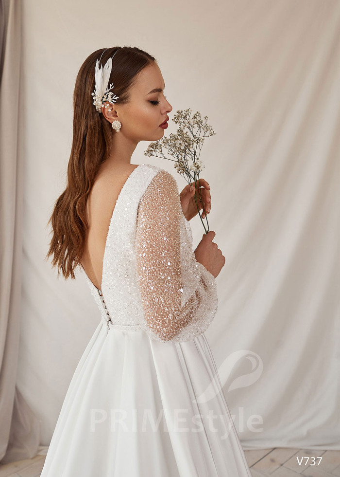 Elegantné saténove svadobné šaty LS737