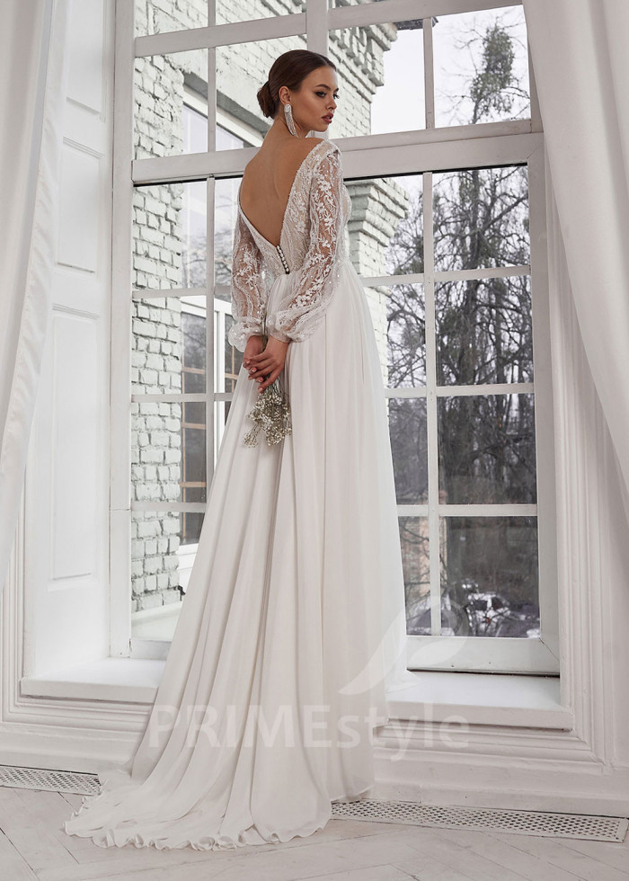 Luxusné čipkované svadobné šaty LS743