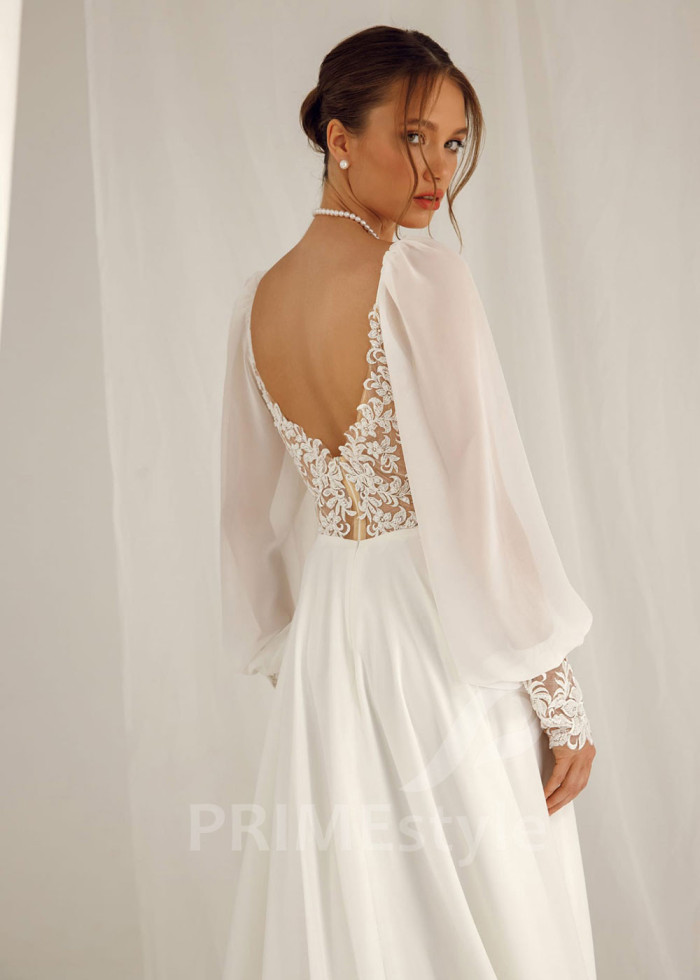 Jednoduché boho svadobné šaty Amelia