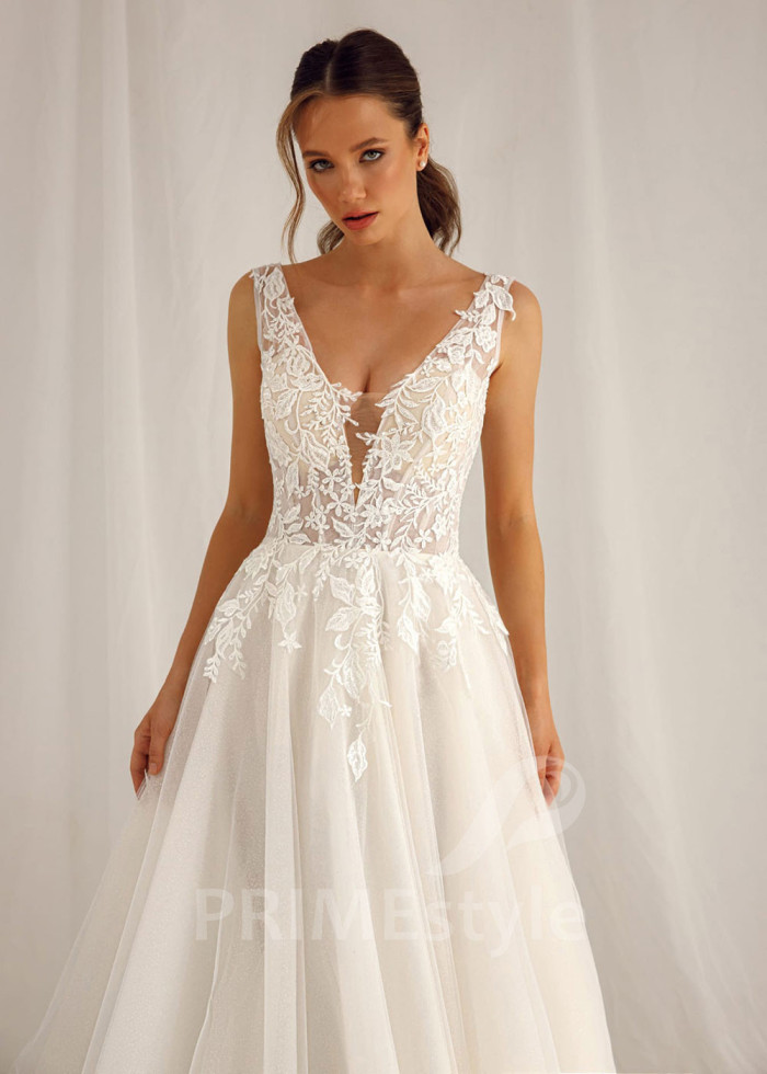 Elegantné čipkované svadobné šaty Aurora