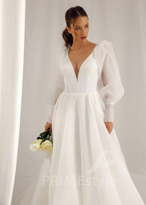 Luxusné hladké svadobné šaty Lina 2