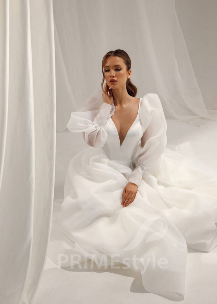 Luxusné hladké svadobné šaty Lina