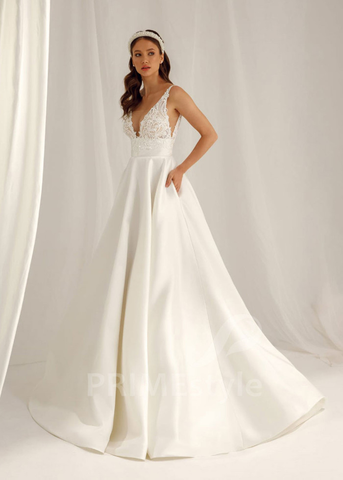 Jednoduché minimalistické svadobné šaty Linda