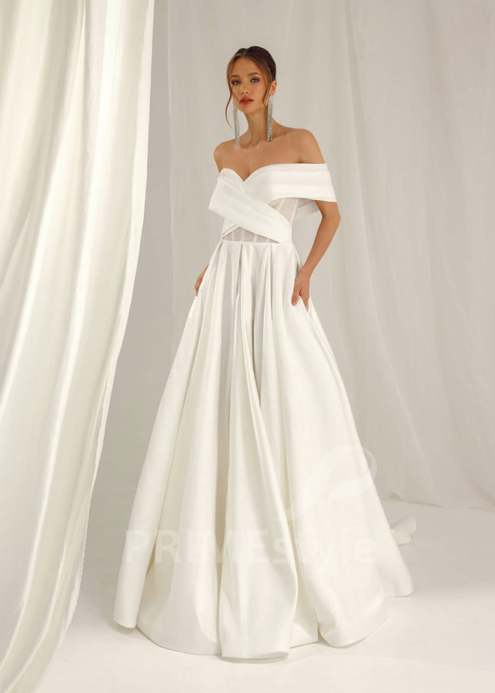 Elegantné hladké svadobné šaty Melania