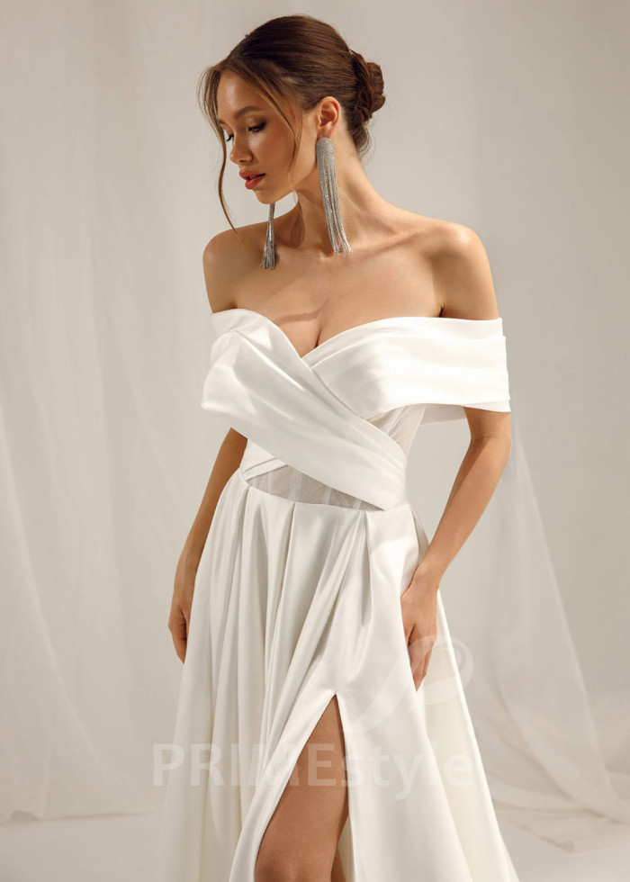 Elegantné hladké svadobné šaty Melania