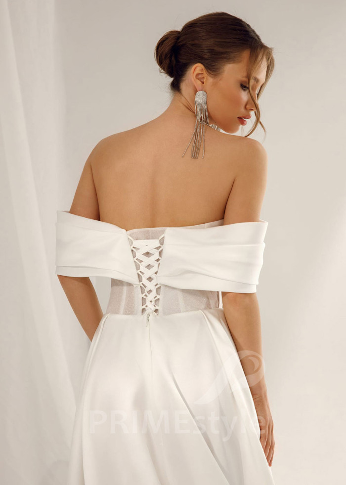 Elegantné hladké svadobné šaty Melania