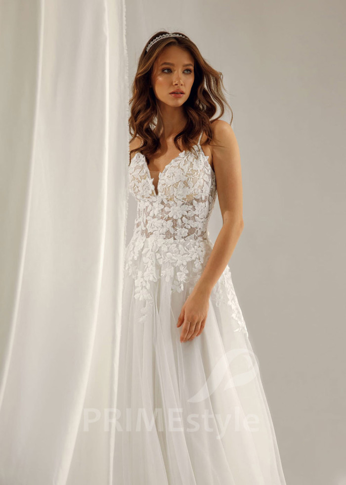 Elegantné kvetované svadobné šaty Milla