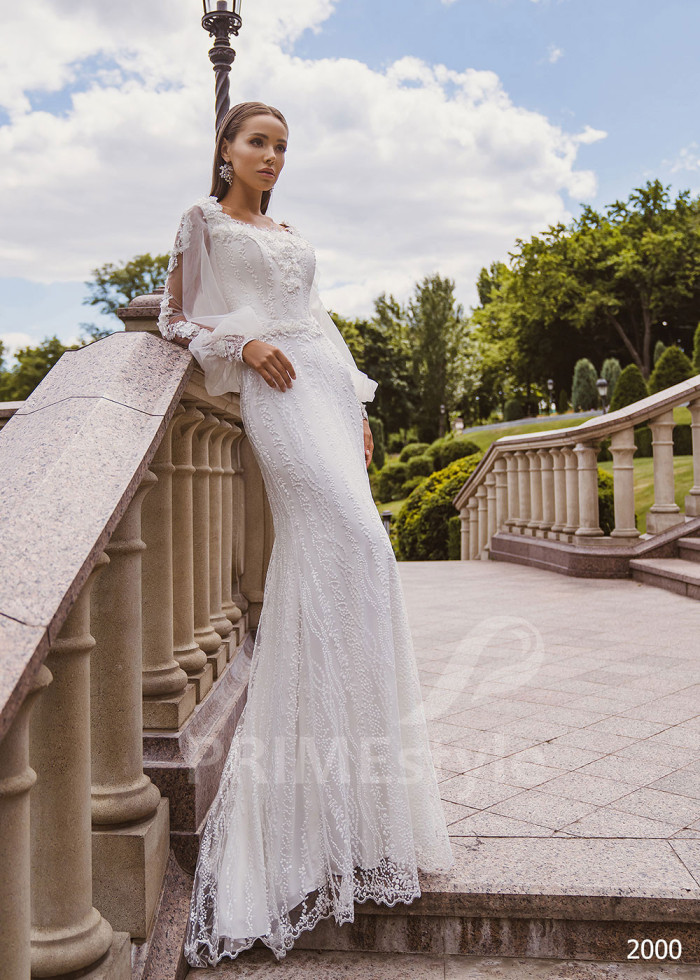 Elegantné úzke svadobné šaty LC2000