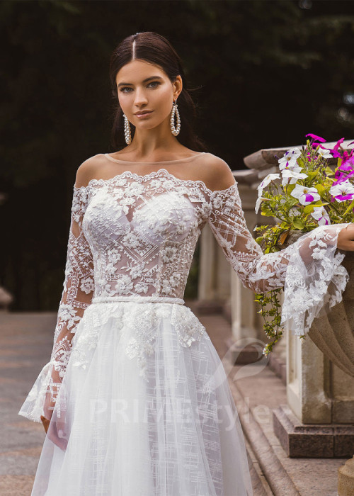 Elegantné čipkované svadobné šaty LC2002 2