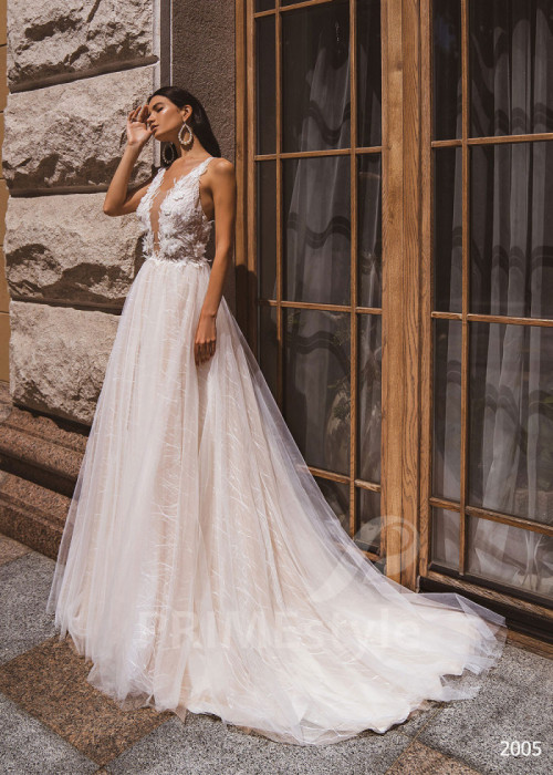 Extravagantné kvetované svadobné šaty LC2005