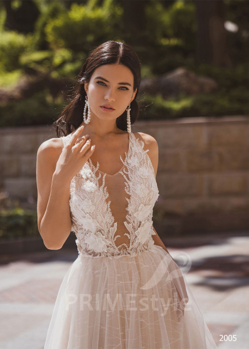 Extravagantné kvetované svadobné šaty LC2005 2