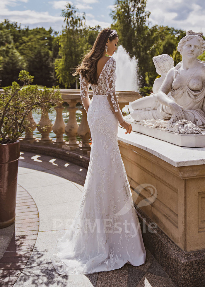 Elegantné celočipkované svadobné šaty LC2006