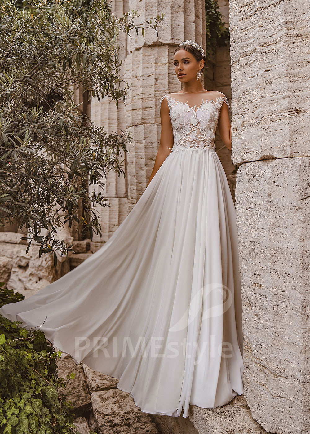 Luxusné kvetované svadobné šaty LC2009