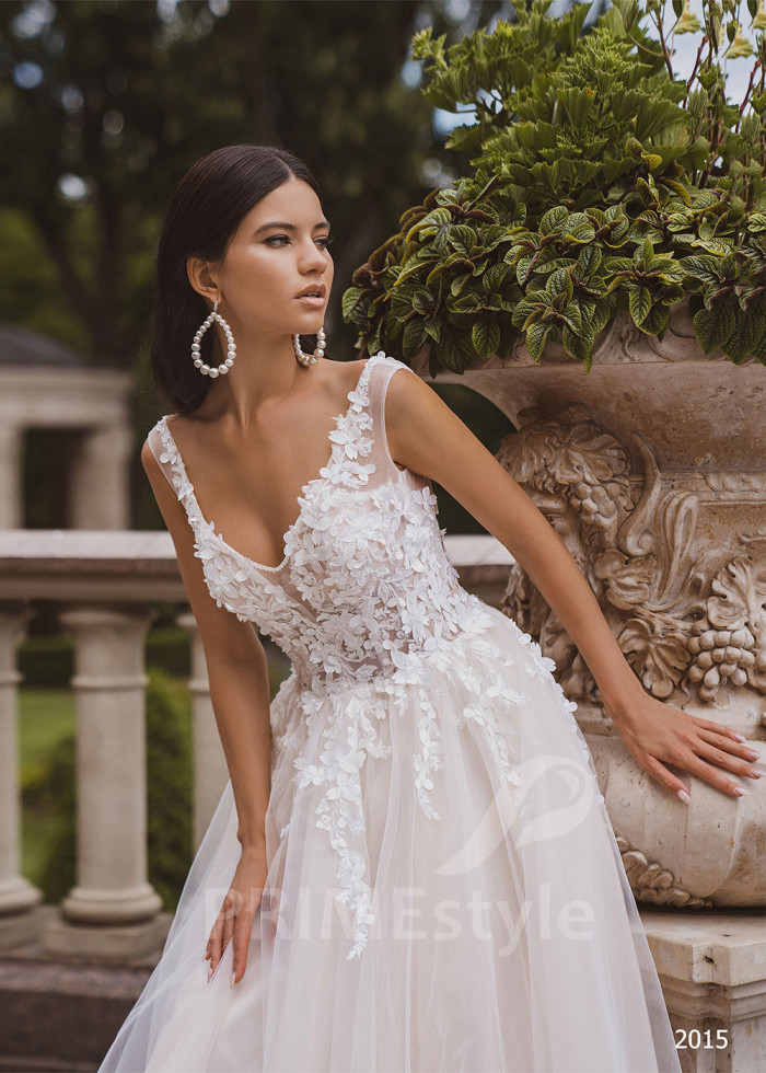 Luxusné kvetované svadobné šaty LC2015