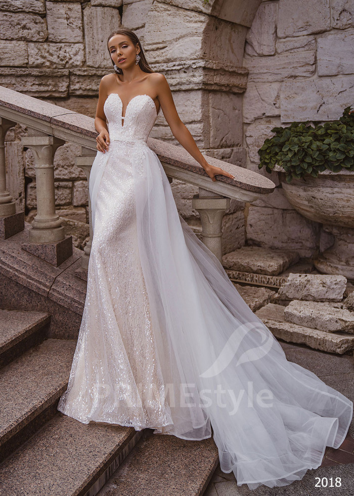 Luxusné trblietavé svadobné šaty LC2018