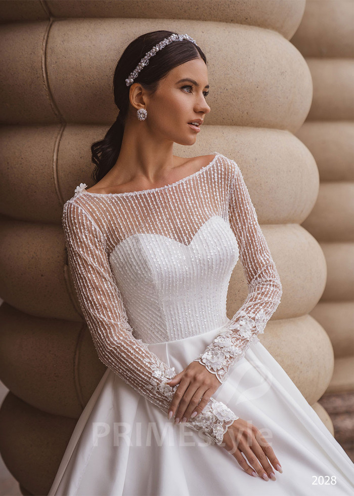 Elegantné saténove svadobné šaty LC2028