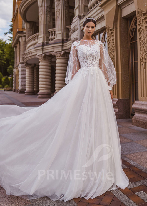 Extravagantné tylové svadobné šaty LC2029