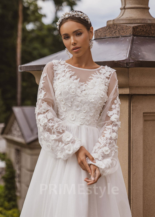 Luxusné kvetované svadobné šaty LC2035 2