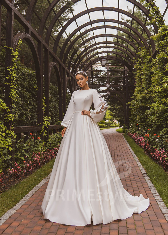 Elegantné saténove svadobné šaty LC2036