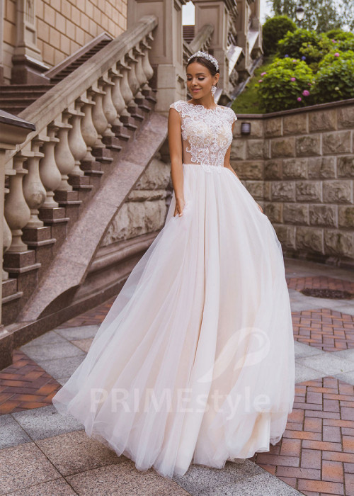 Jednoduché tylové svadobné šaty LC2037