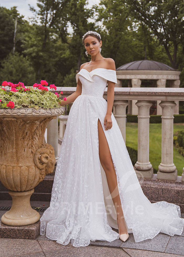 Luxusné trblietavé svadobné šaty LC2039