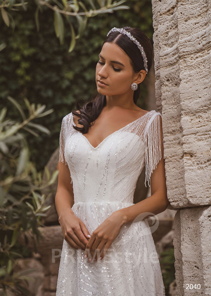 Extravagantné trblietavé svadobné šaty LC2040