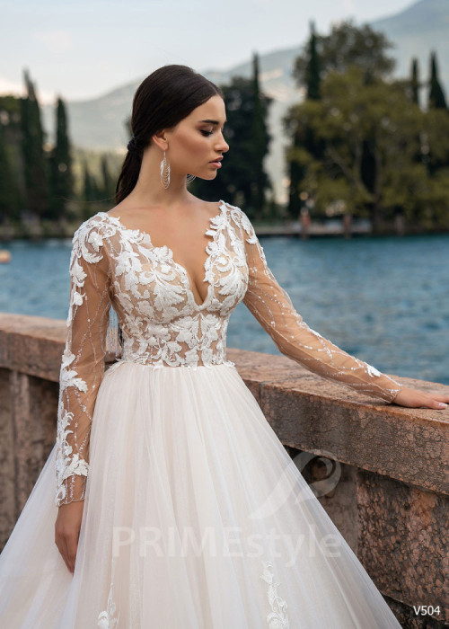Luxusné čipkované svadobné šaty LS504 2