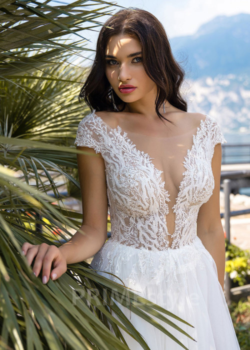 Jednoduché tylové svadobné šaty LS507 2