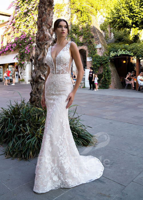 Luxusné celočipkované svadobné šaty LS510