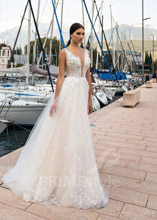 Luxusné trblietavé svadobné šaty LS514