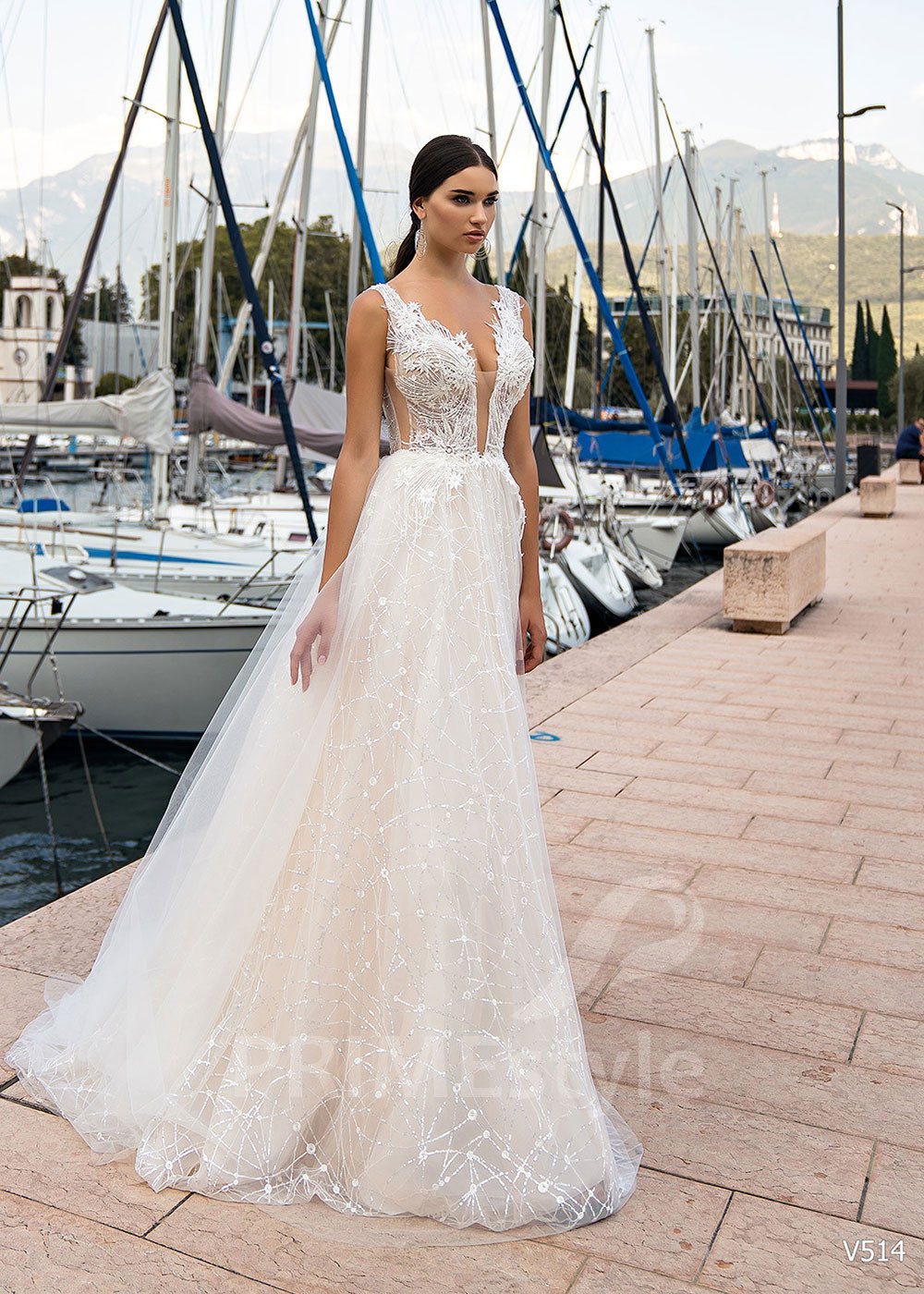 Luxusné trblietavé svadobné šaty LS514