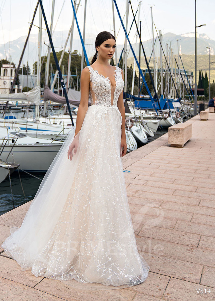 Luxusné trblietavé svadobné šaty LS514