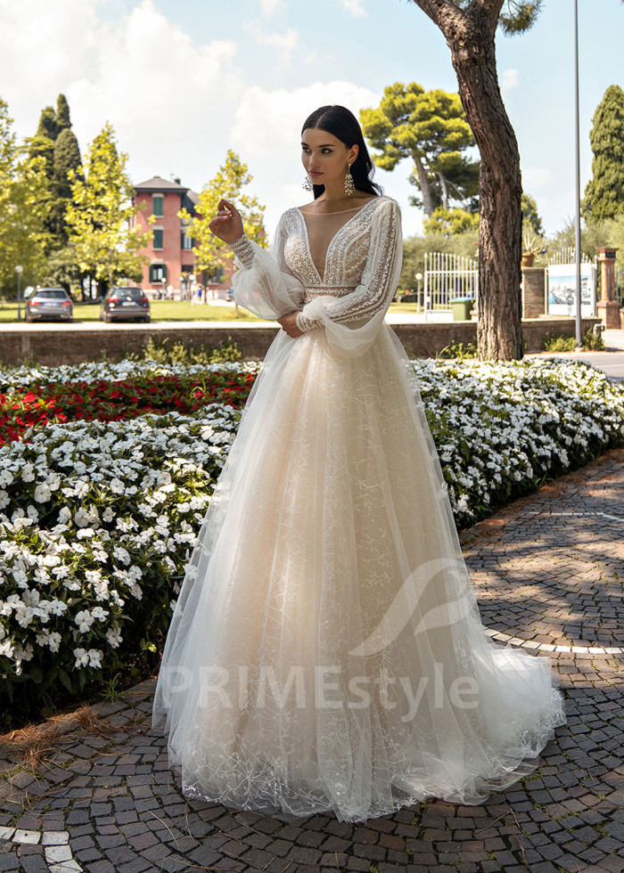 Exkluzívne trblietavé svadobné šaty LS519