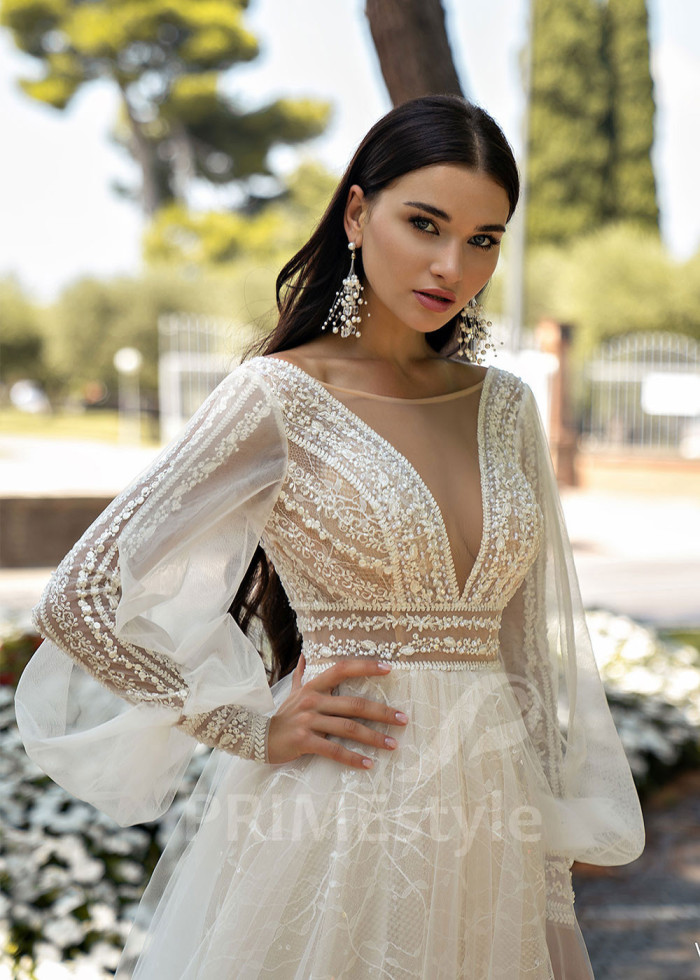 Exkluzívne trblietavé svadobné šaty LS519