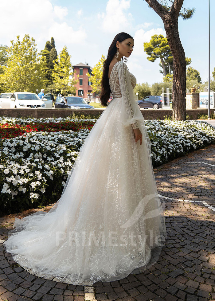 Exkluzívne trblietavé svadobné šaty LS519