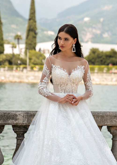 Extravagantné čipkované svadobné šaty LS531 2