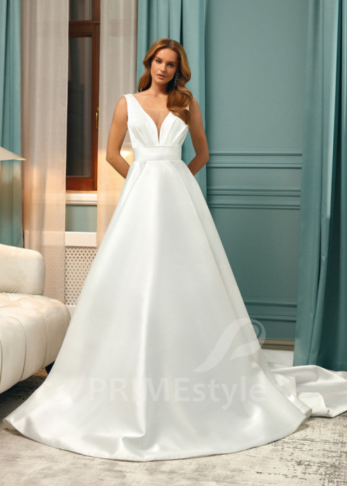 Extravagantné saténove svadobné šaty Malin