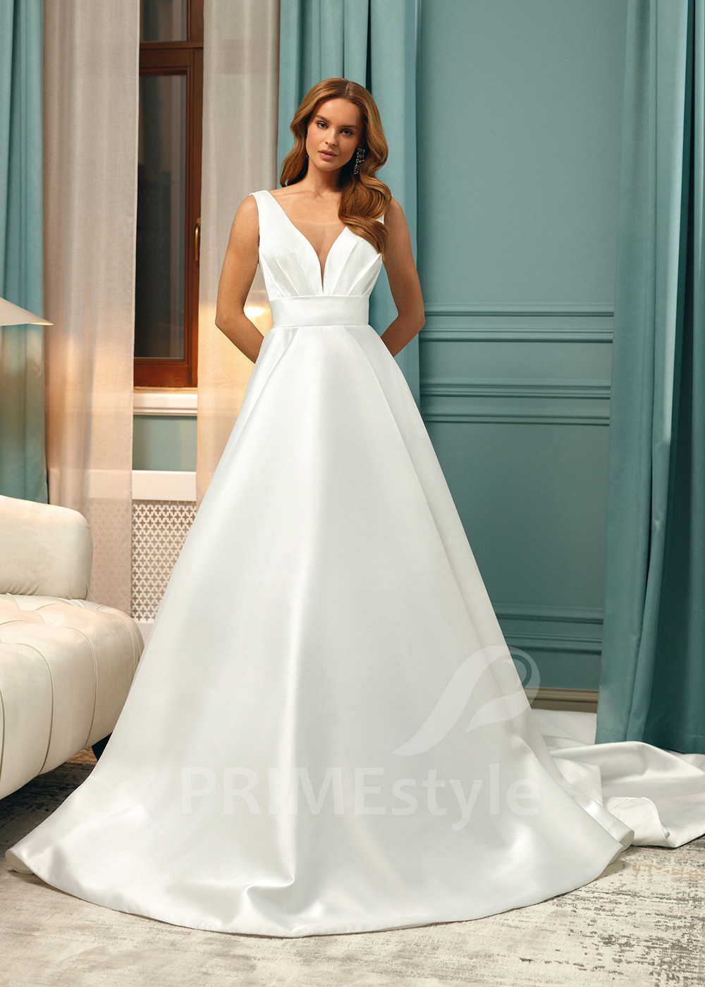 Extravagantné saténove svadobné šaty Malin