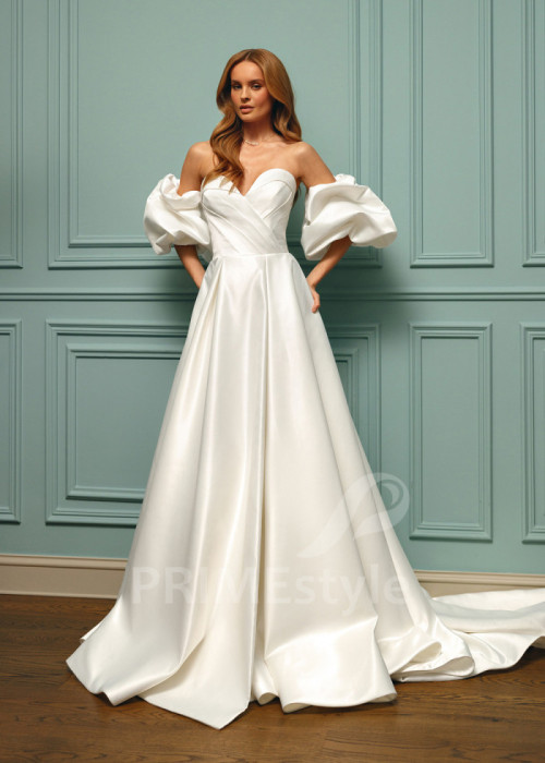 Extravagantné saténove svadobné šaty Robin