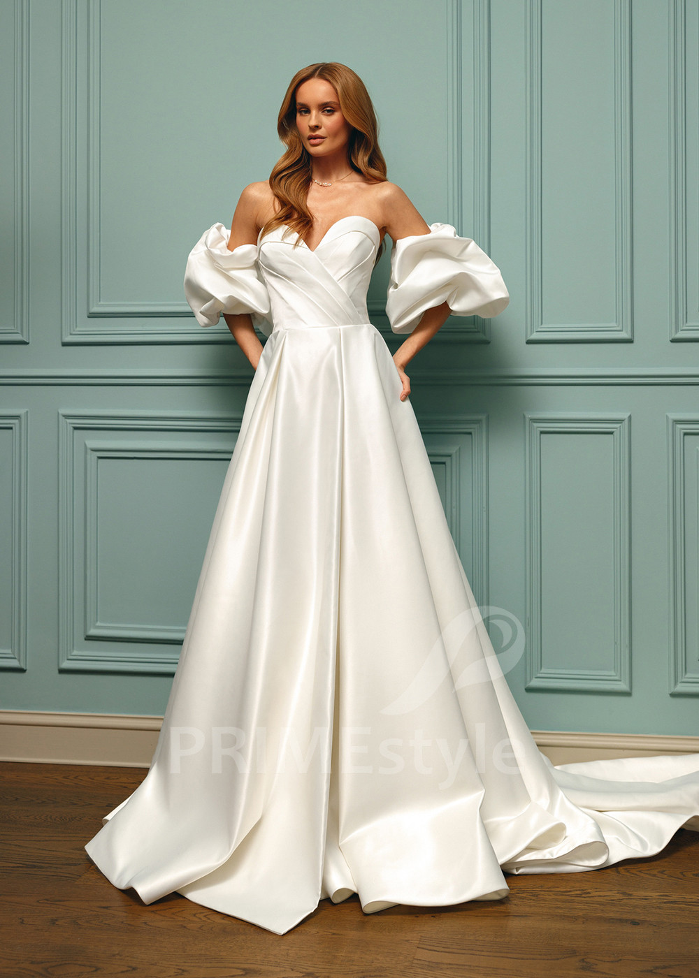 Extravagantné saténove svadobné šaty Robin