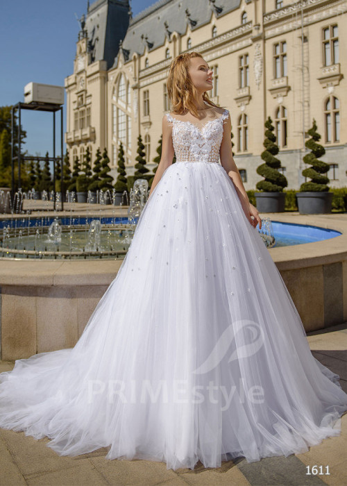 Jednoduché kvetované svadobné šaty LC1611