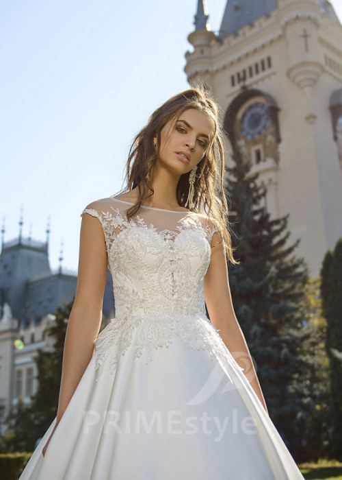 Elegantné saténove svadobné šaty LC1613 2