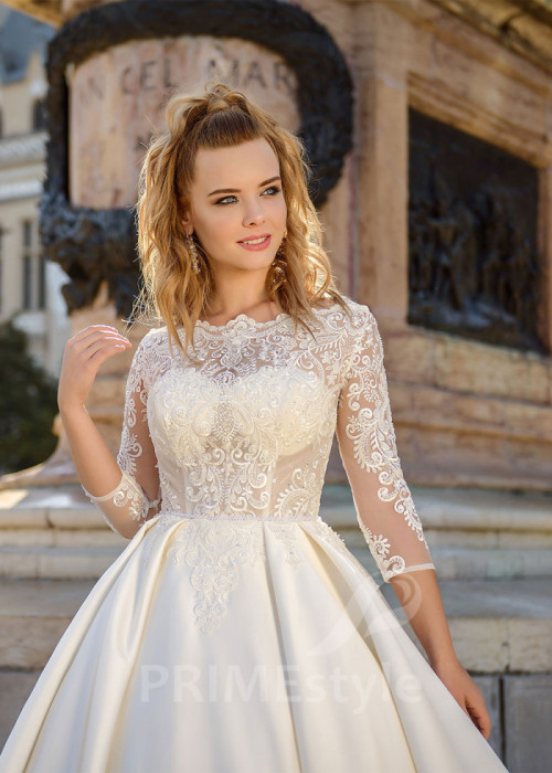 Elegantné saténove svadobné šaty LC1618 2