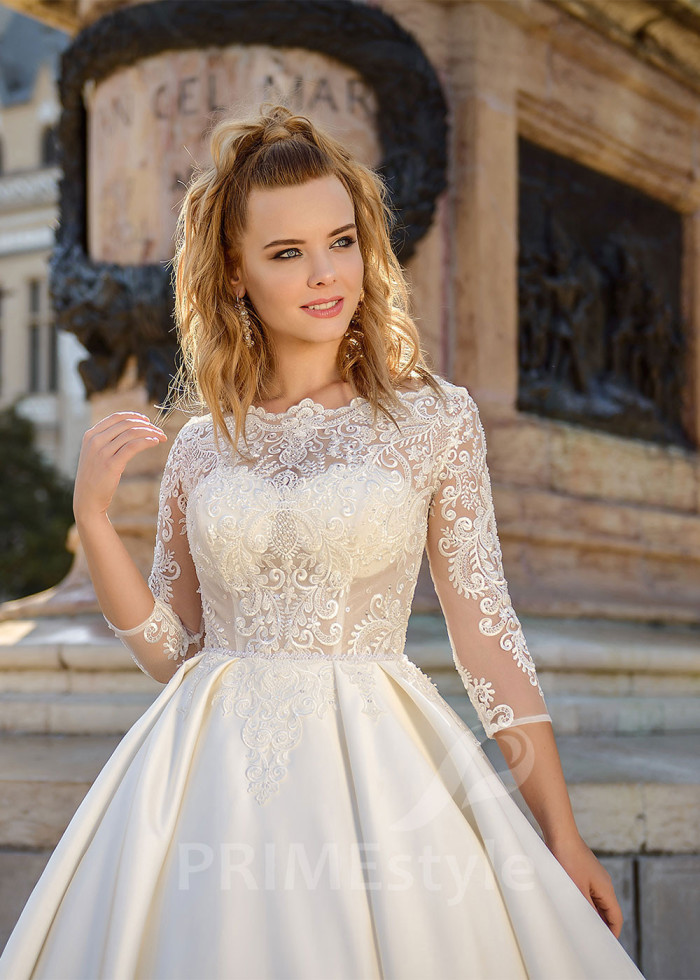 Elegantné saténove svadobné šaty LC1618