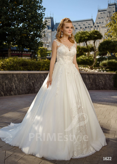 Elegantné kvetované svadobné šaty LC1622