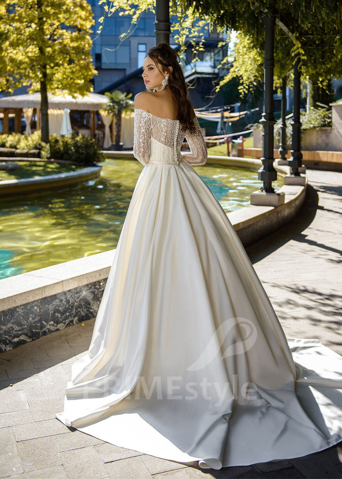 Luxusné saténove svadobné šaty LC1629