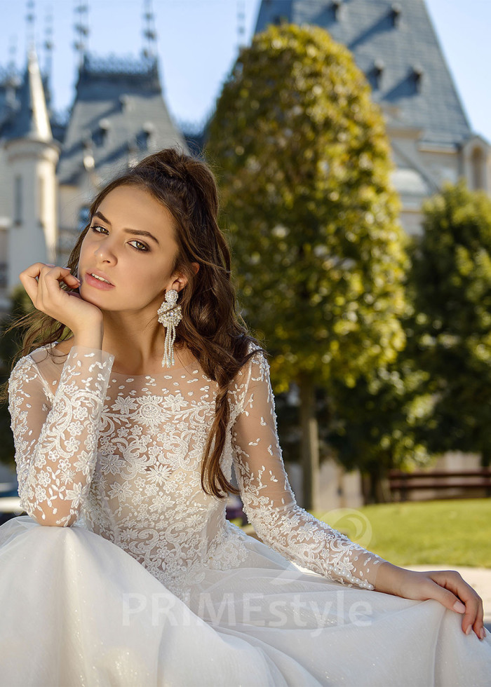 Elegantné trblietavé svadobné šaty LC1631