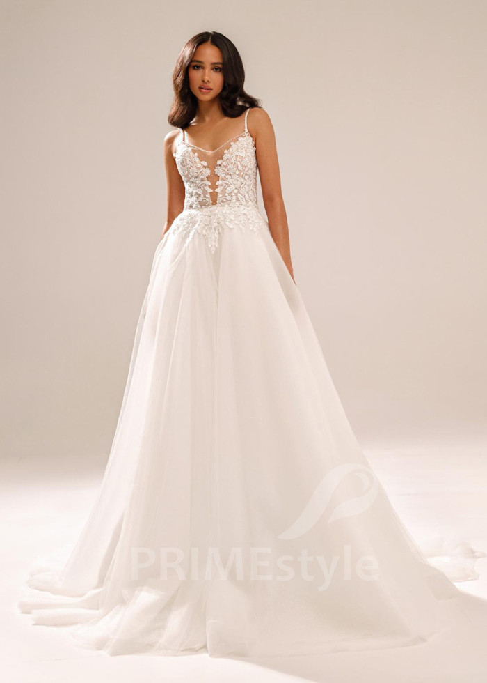 Elegantné svadobné šaty na ramienka Ada