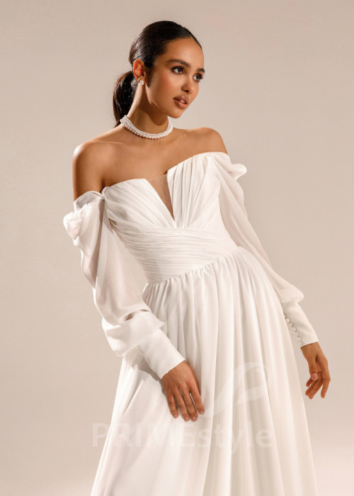 Jednoduché šifónové svadobné šaty Avril 2