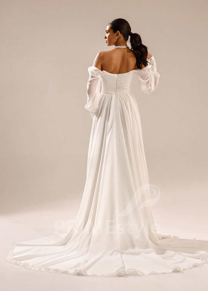 Jednoduché šifónové svadobné šaty Avril